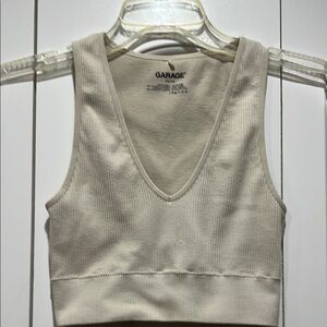 Garage Women's Cream Ribbed Tank Top- Size XS